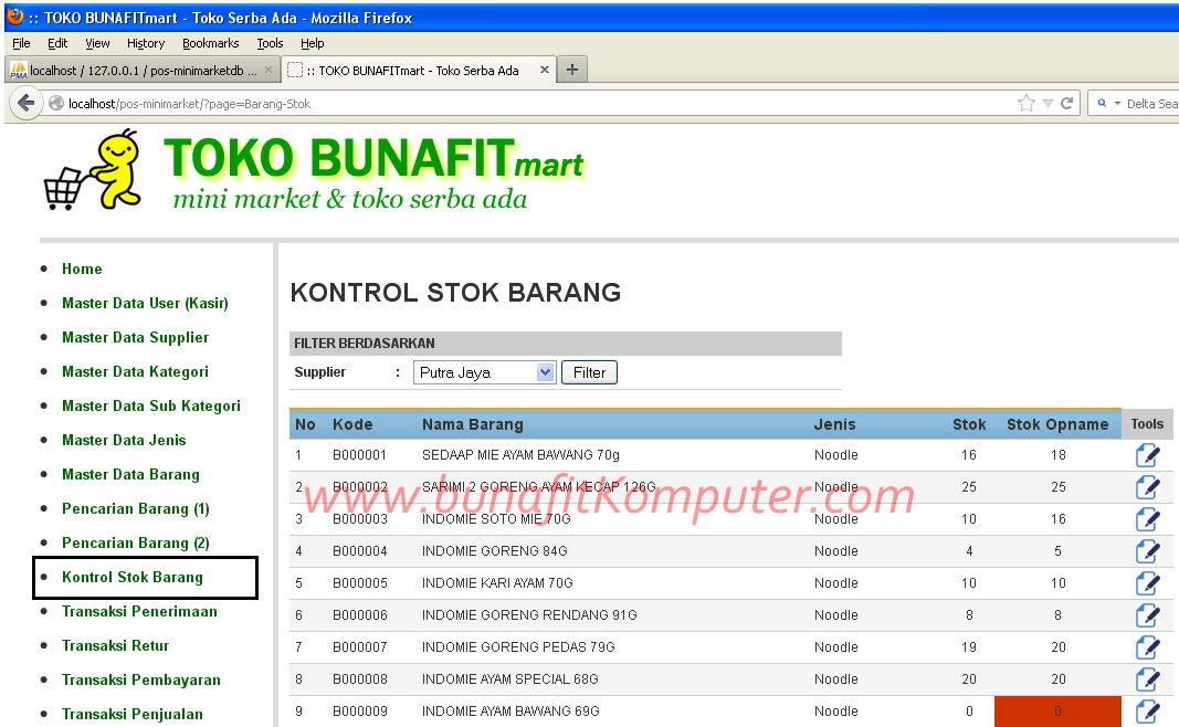 Source Code Minimarket Program Kasir Toko Retail Berbasis Web Dengan