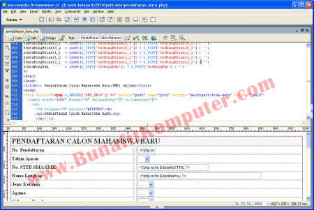 Program Aplikasi PMB Online Berbasis Web dengan PHP-MySQL dan Dreamweaver